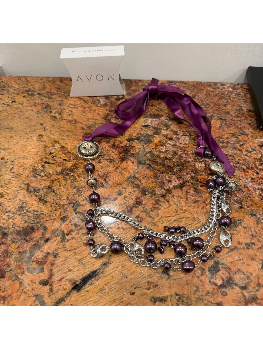 Avon Purple Ribbon Necklace